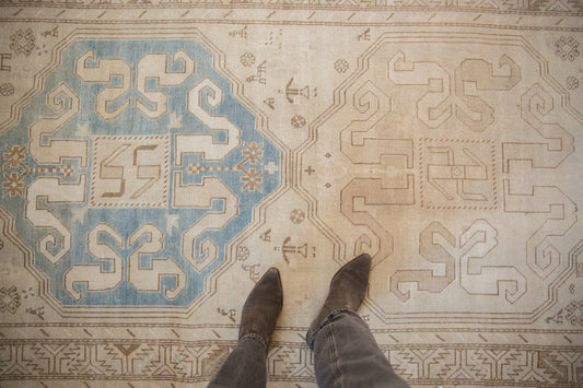 4x10.5 Vintage Distressed Caucasian Rug Runner