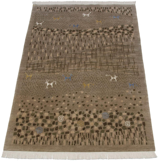 6x9 New Indian Folk Art Design Carpet