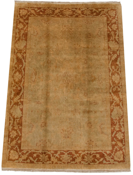 6x9 New Gold Wash Indian Oushak Design Carpet