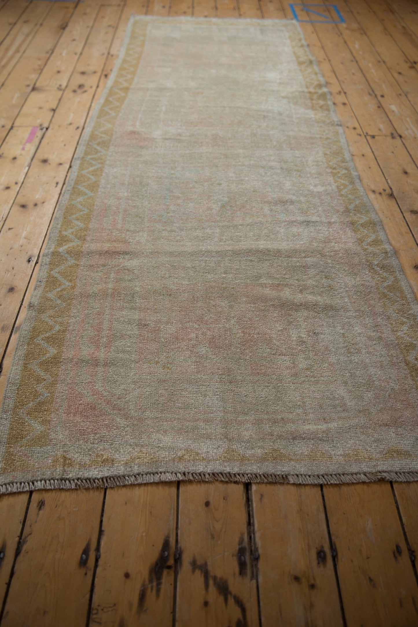 3.5x9.5 Vintage Distressed Oushak Rug Runner