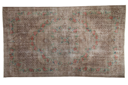 5.5x9.5 Vintage Distressed Overdyed Oushak Carpet