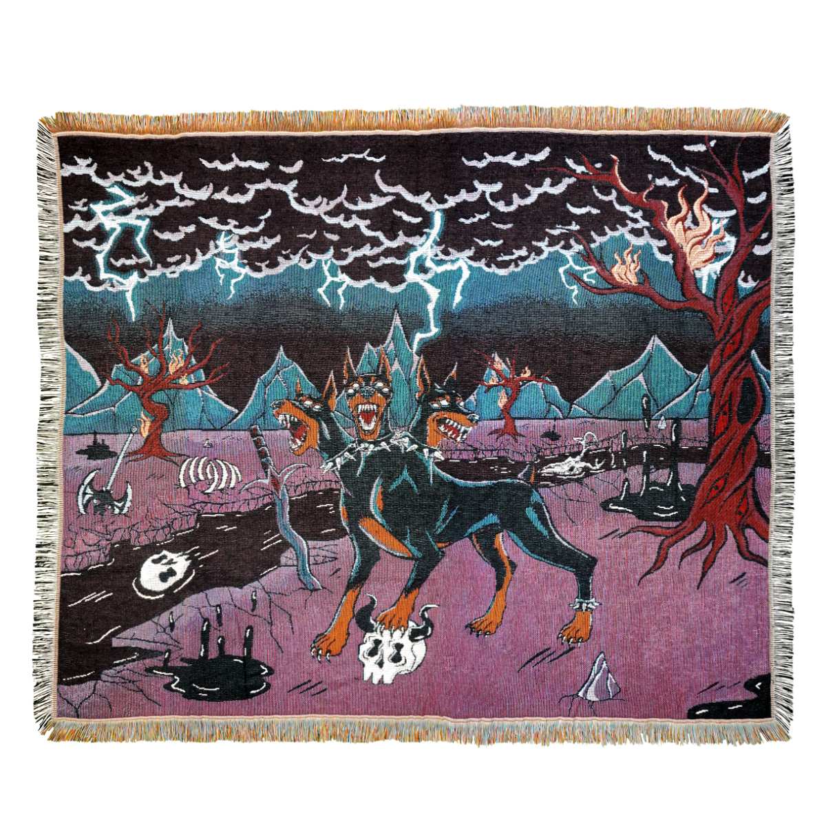 Brimstone - Doberman Cerberus Woven Blanket