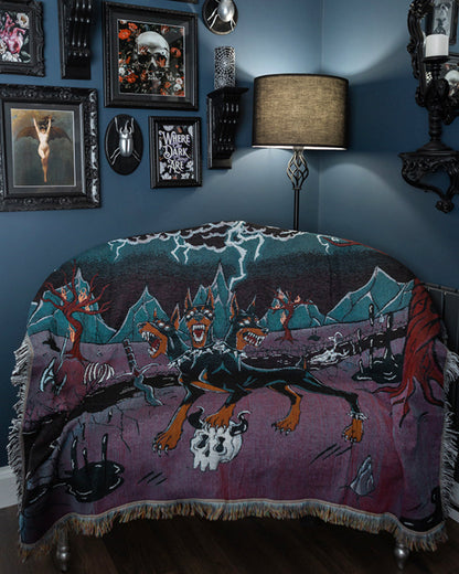 Brimstone - Doberman Cerberus Woven Blanket