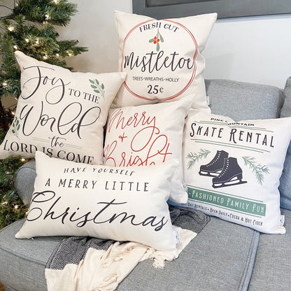 Merry and Bright Cursive #12 Pillow Cover 17x17 inch