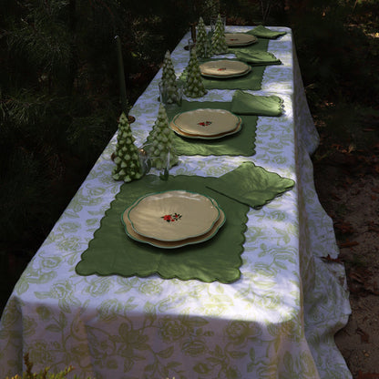 100% Premium Linen - Ivory Flora Parlour Tablecloth