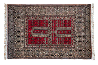 4x6 Vintage Fine Pakistani Turkmen Design Rug
