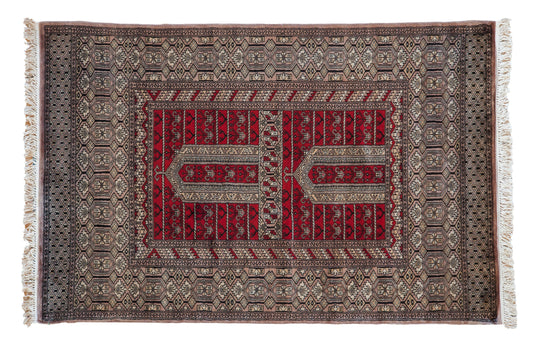 4x6 Vintage Fine Pakistani Turkmen Design Rug