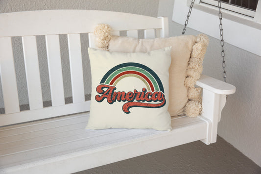 Retro America Pillow Cover 18x18 inch- Fourth of July