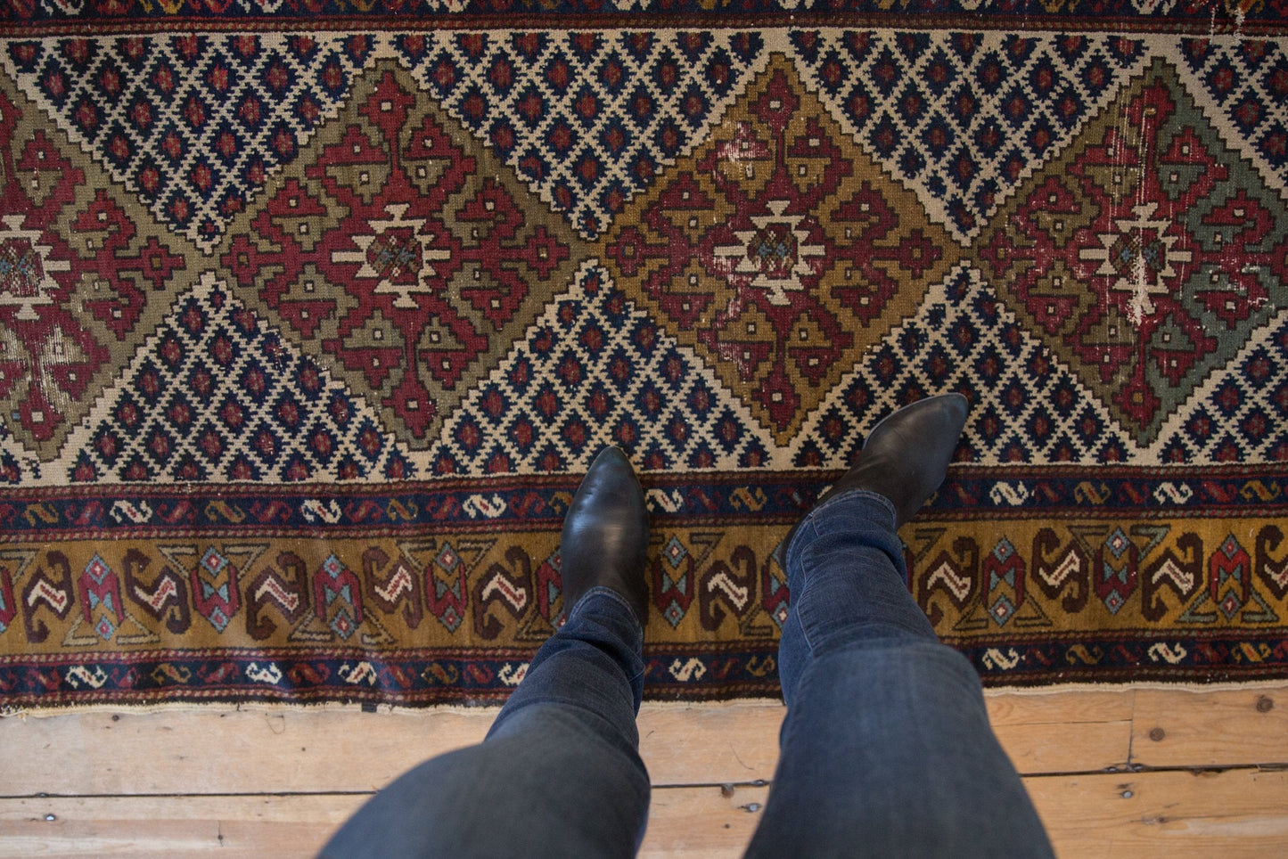3.5x10.5 Vintage Caucasian Rug Runner