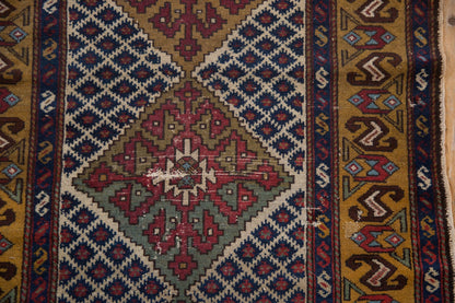3.5x10.5 Vintage Caucasian Rug Runner