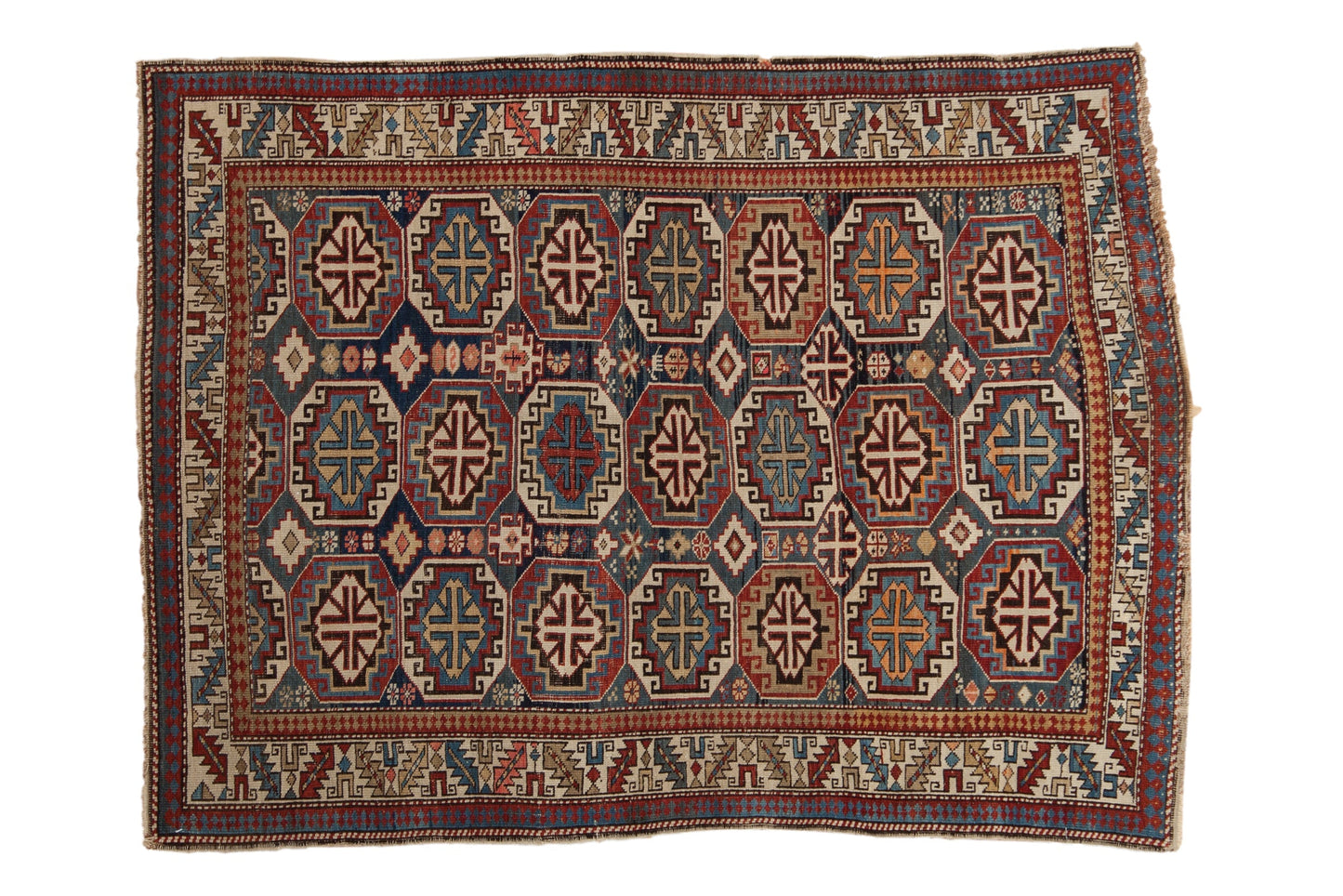 4x5 Vintage Caucasian Square Rug