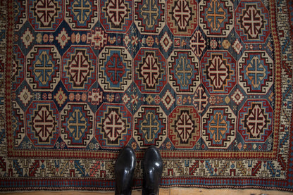 4x5 Vintage Caucasian Square Rug