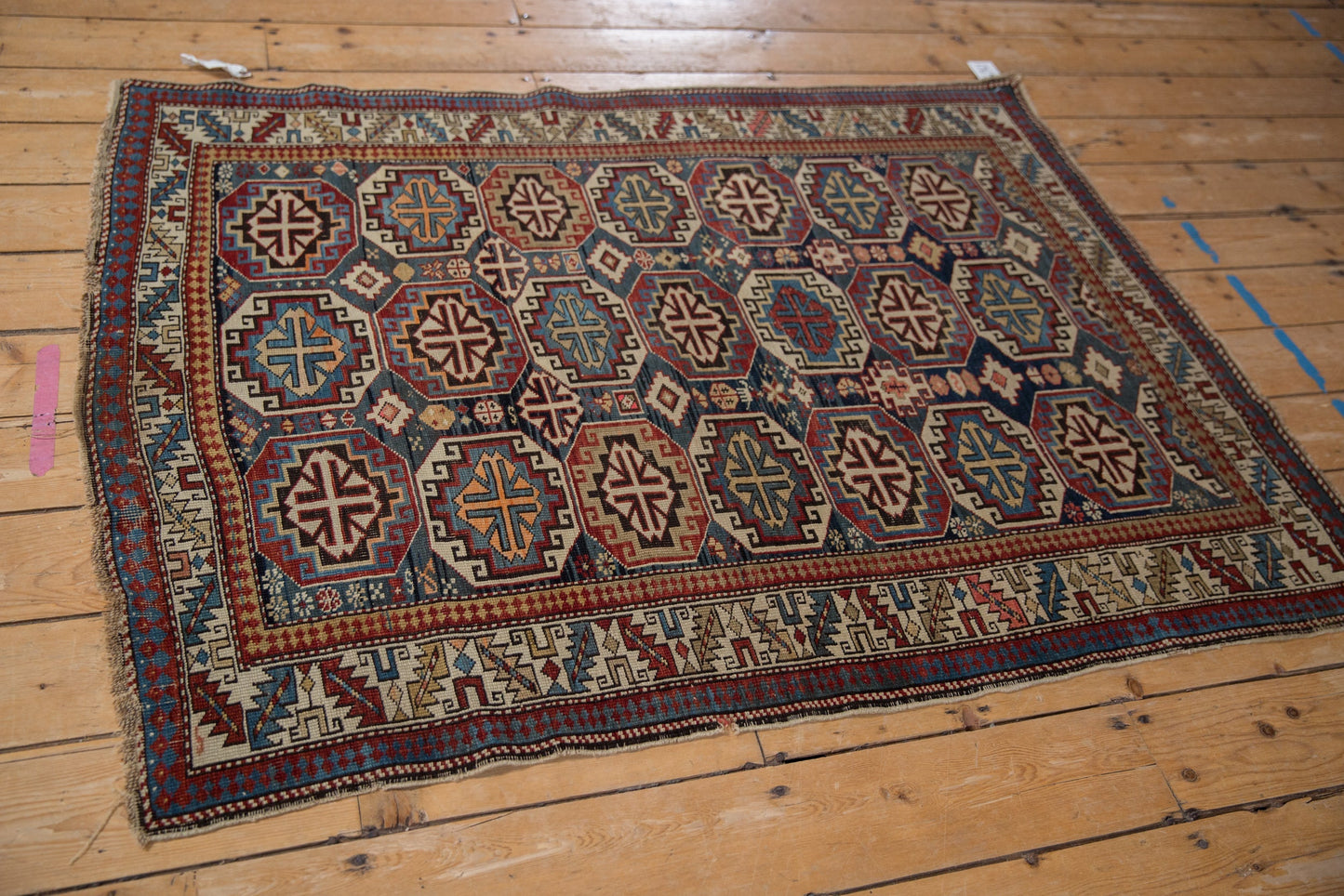4x5 Vintage Caucasian Square Rug