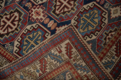 4x5 Vintage Caucasian Square Rug