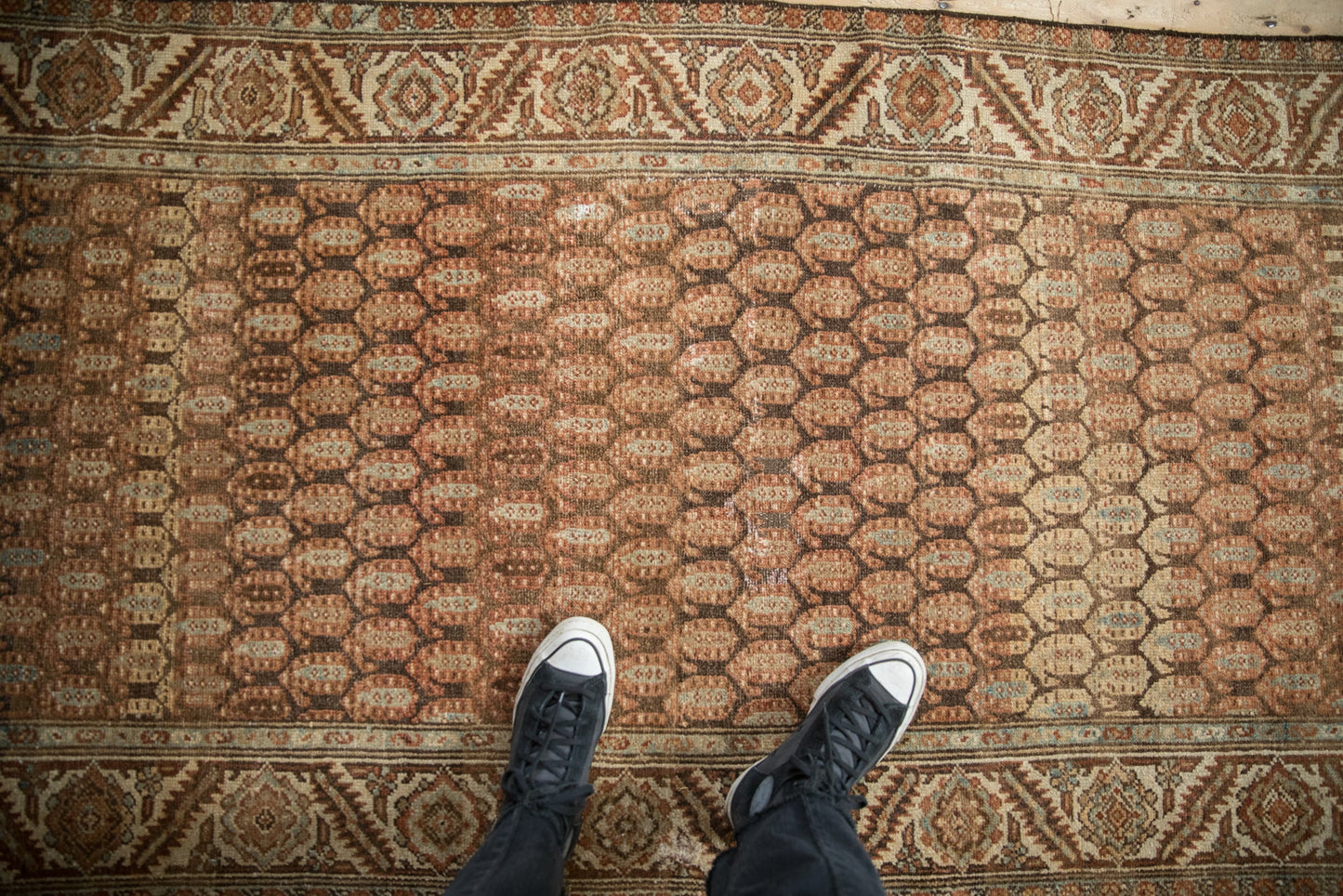3.5x9.5 Vintage Distressed Hamadan Rug Runner