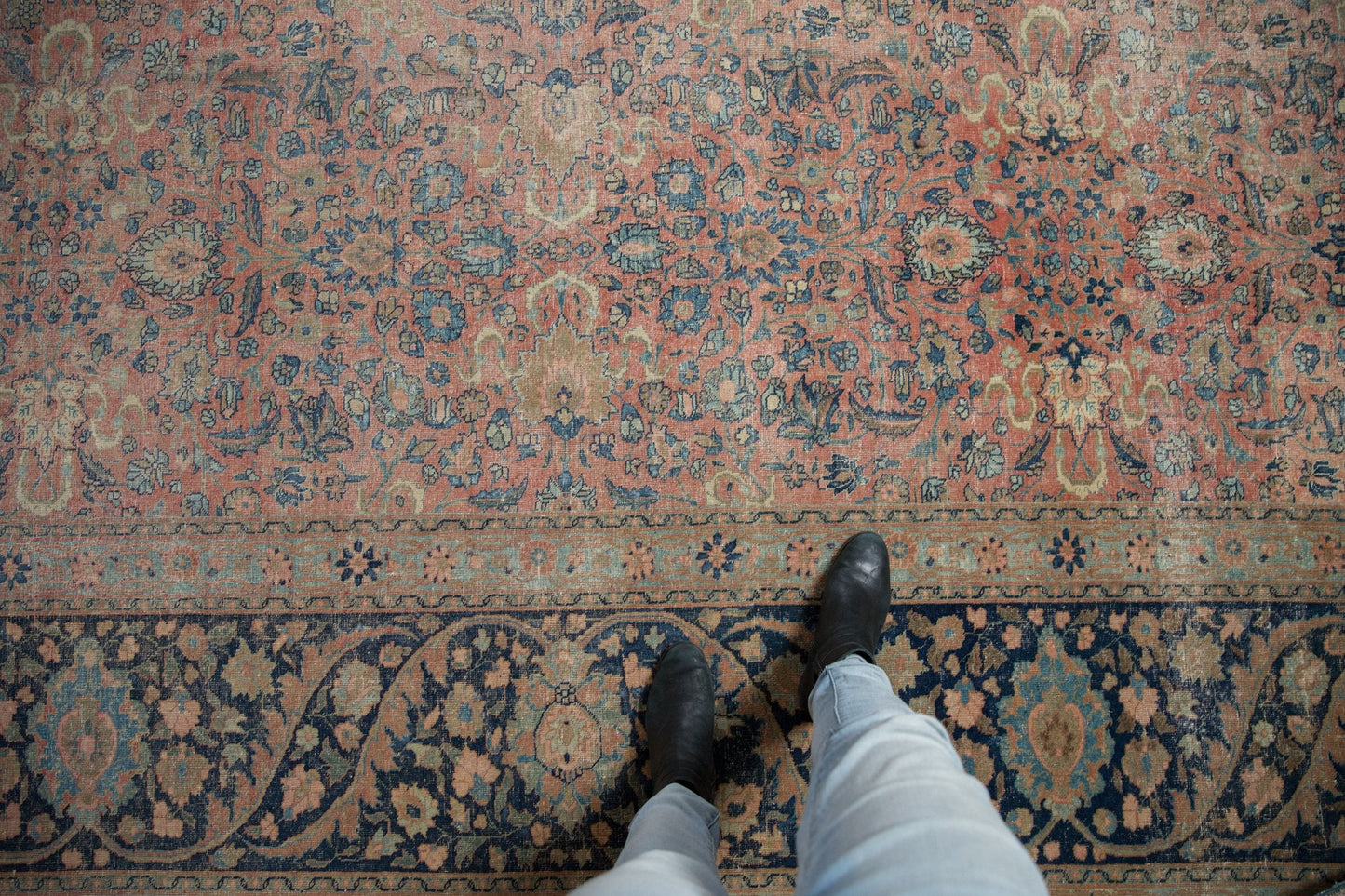13x18 Vintage Distressed Tabriz  Carpet