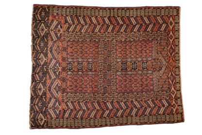 4x5 Antique Turkmen Square Rug