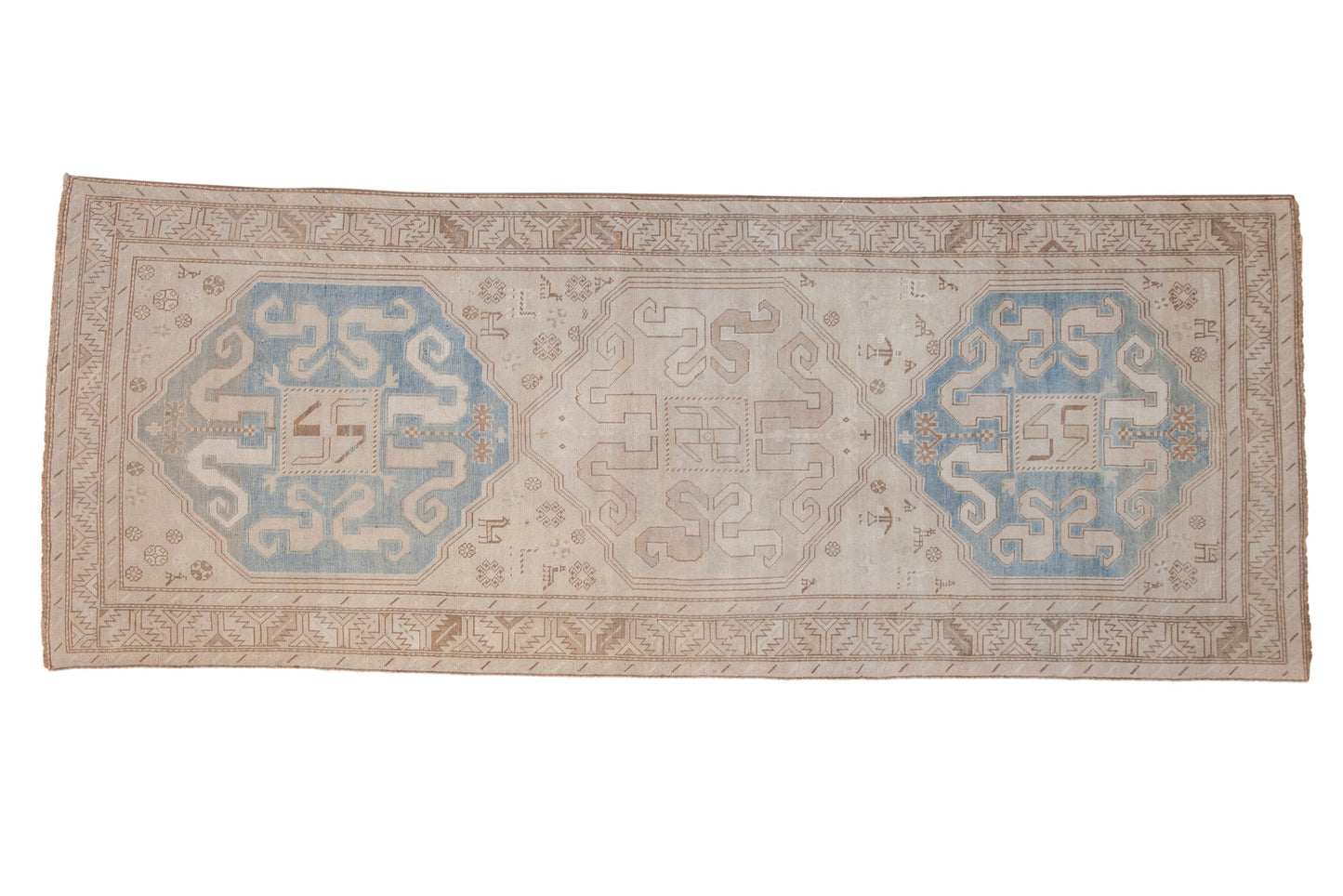 4x10.5 Vintage Distressed Caucasian Rug Runner