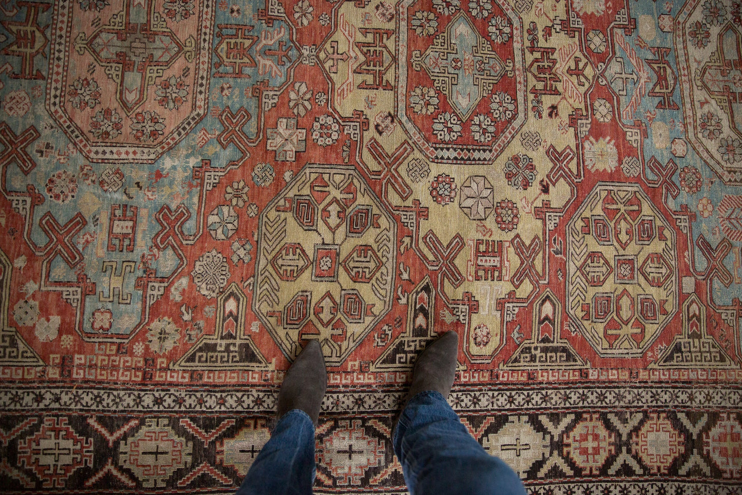 7x10 Antique Caucasian Soumac Carpet