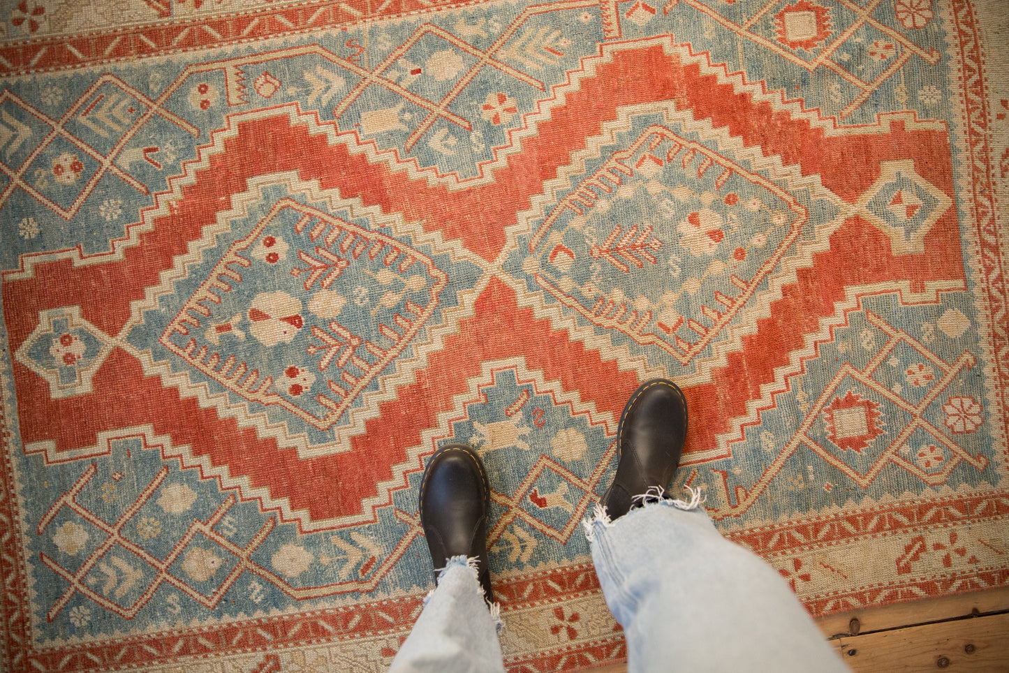 4x6.5 Vintage Distressed Karabagh Rug