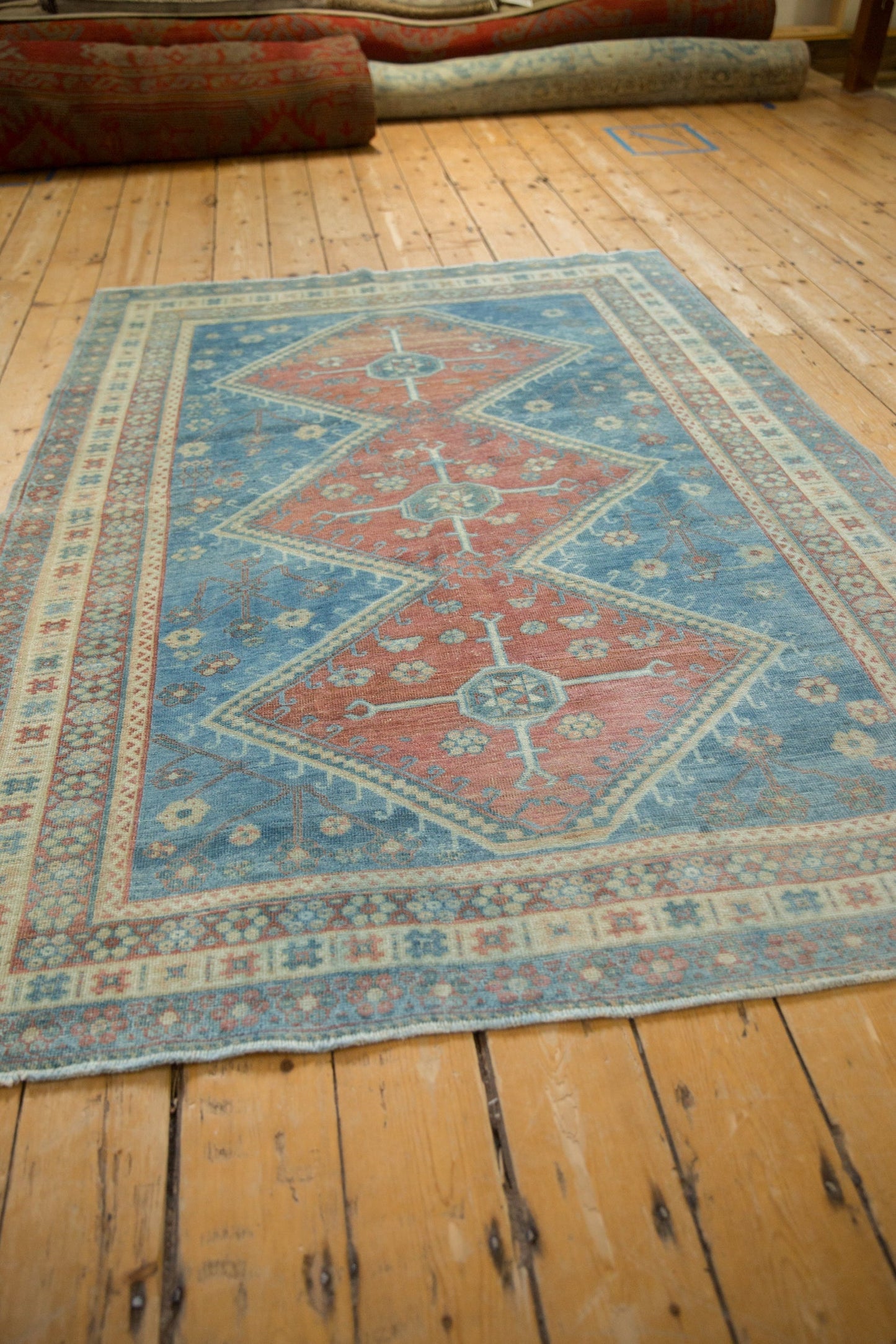 5x6.5 Vintage Distressed Caucasian Rug