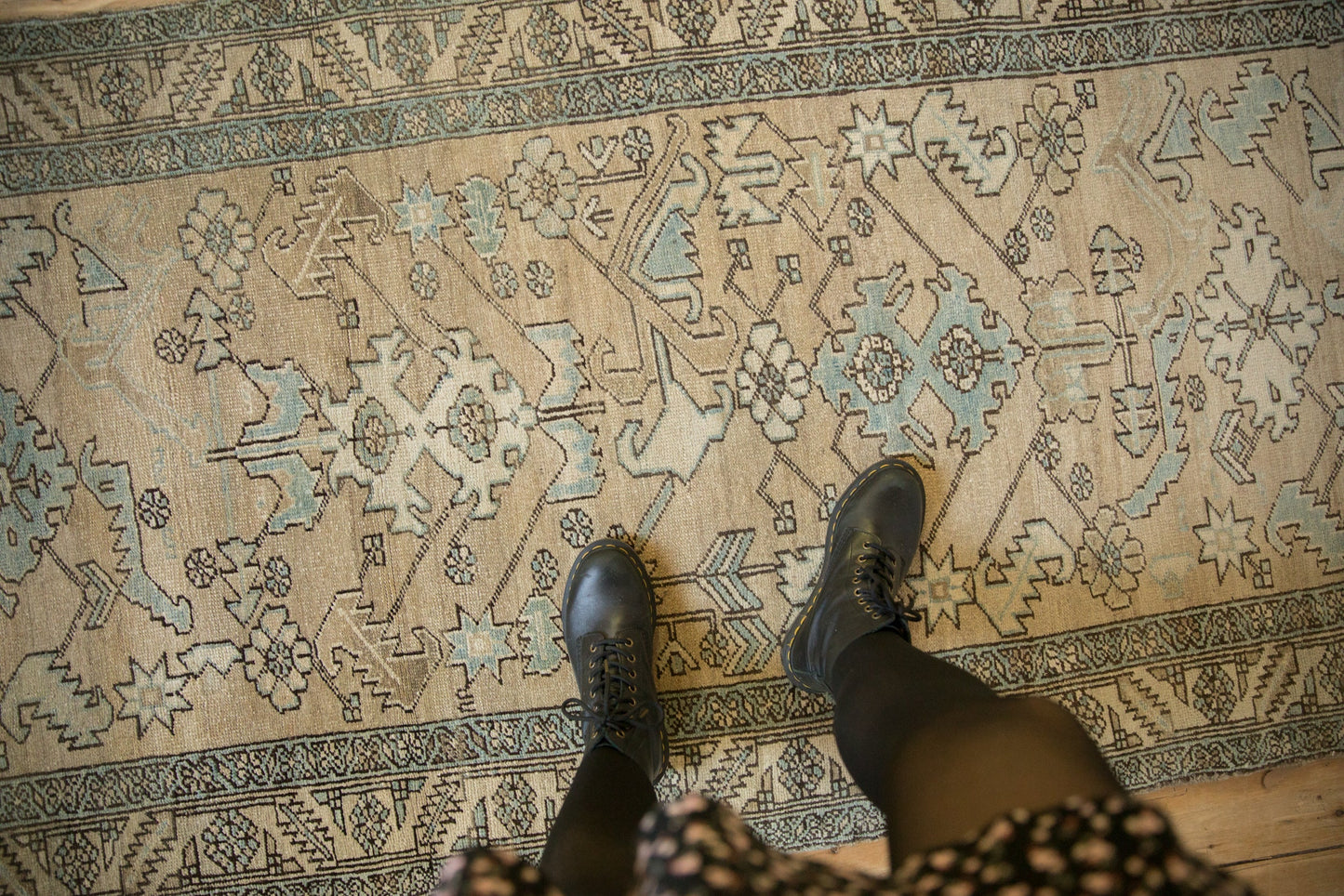 3.5x14.5 Vintage Distressed Heriz Rug Runner