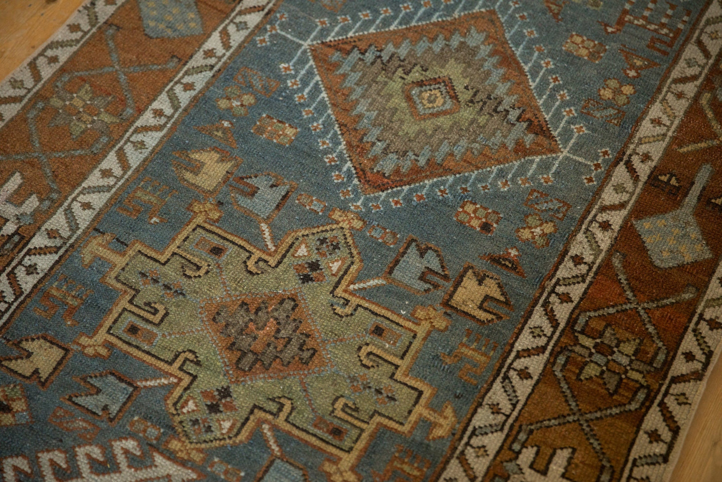 3x14.5 Vintage Distressed Karaja Rug Runner