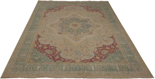 6x9 Vintage Distressed Bulgarian Kerman Design Carpet