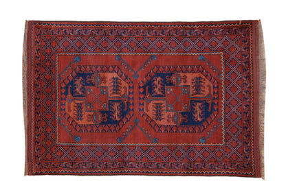 3.5x5 Vintage Pakistani Ersari Design Rug