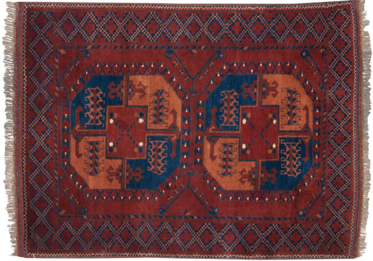 3x4 Vintage Pakistani Ersari Design Square Rug