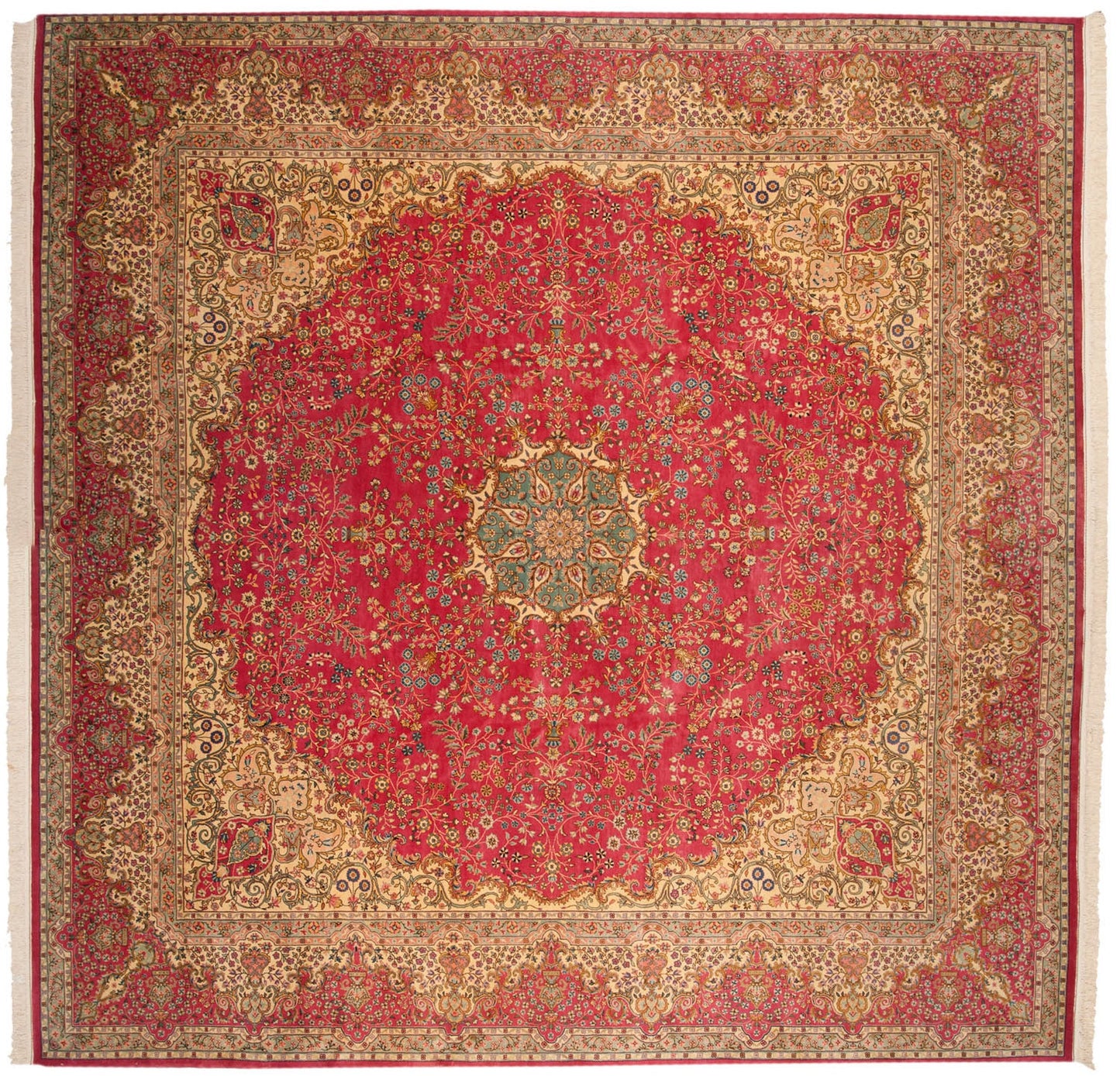 12x12.5 Vintage Bulgarian Kerman Design Square Carpet