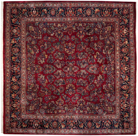 12x12 Vintage Fine Sarouk Square Carpet