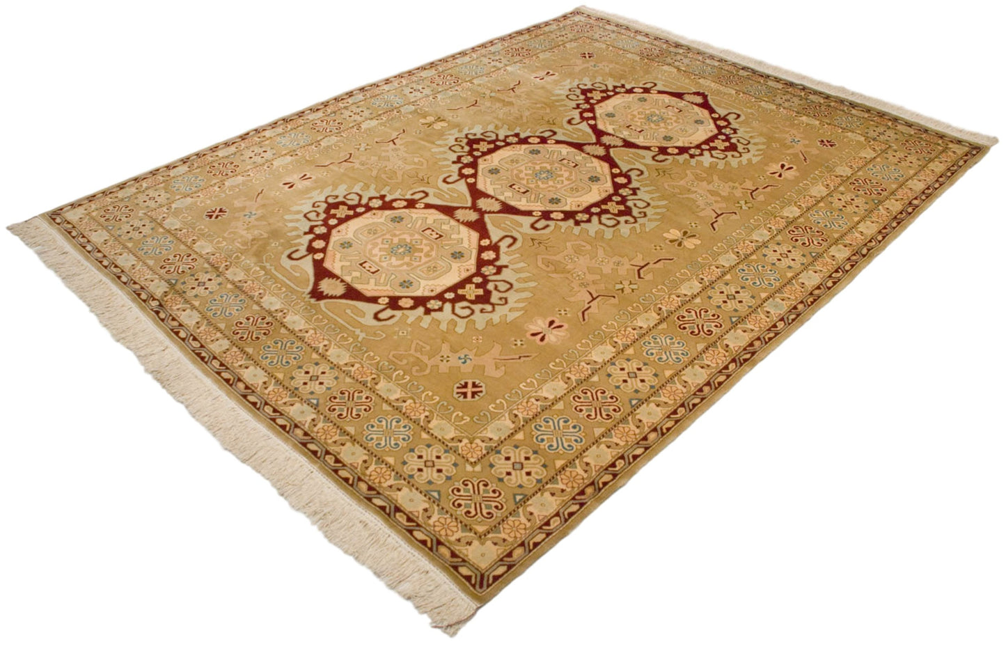 9x12 Vintage Distressed Bulgarian Caucasian Design Carpet