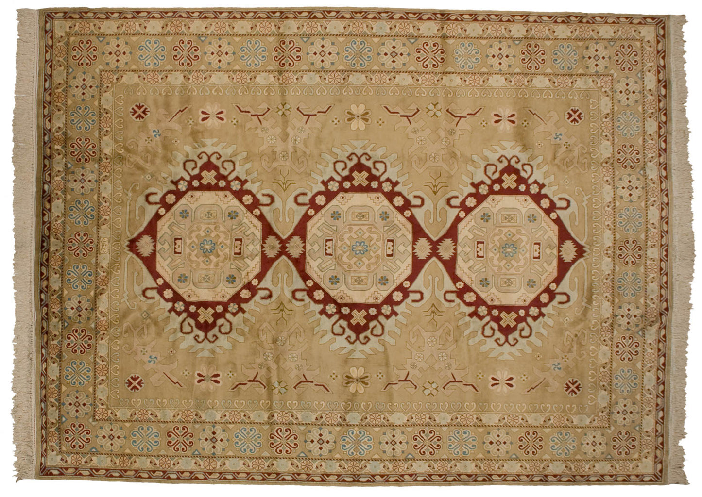 9x12 Vintage Distressed Bulgarian Caucasian Design Carpet