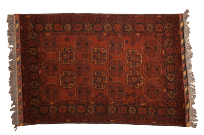 4.5x7 Vintage Afghani Bokhara Design Rug