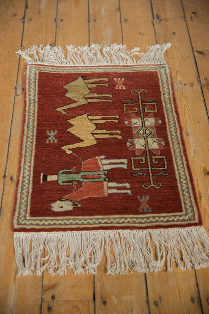 2x2.5 Vintage Pictorial Armenian Herdsman Design Square Rug Mat
