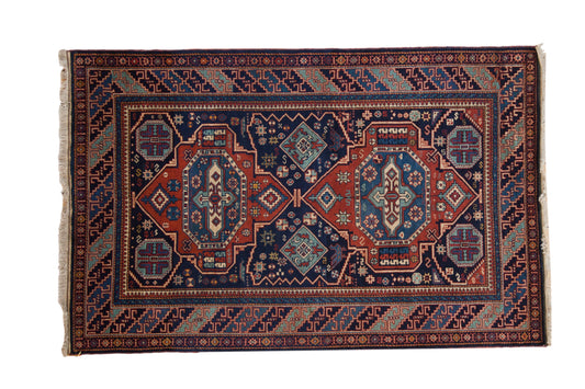 4.5x7 Vintage Indian Caucasian Design Rug
