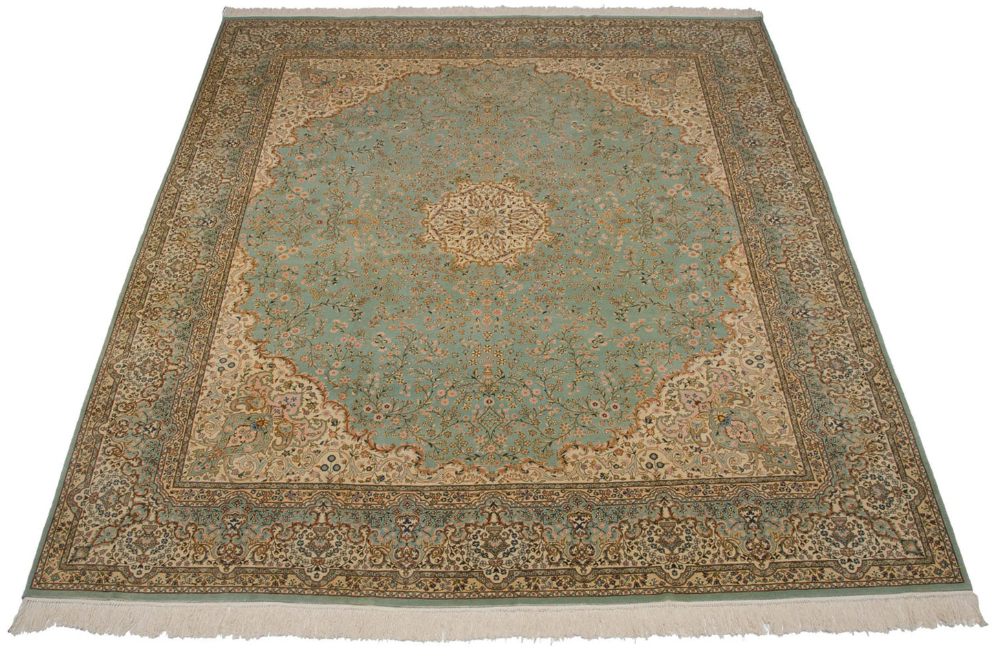 12x14 Vintage Fine Bulgarian Kerman Design Square Carpet