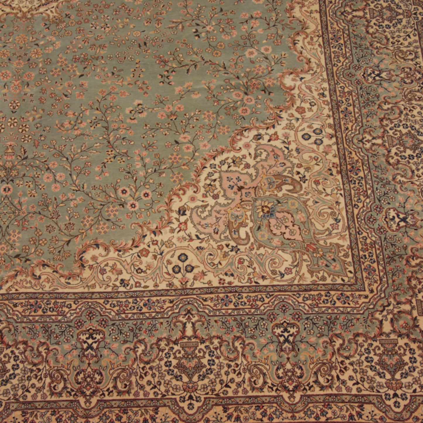 12x14 Vintage Fine Bulgarian Kerman Design Square Carpet