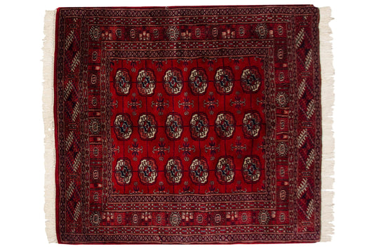 4x4.5 Vintage Fine Bokhara Square Rug