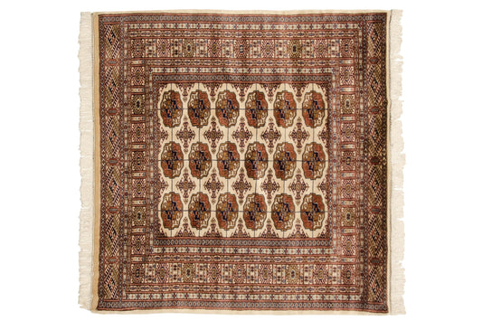5x5 Vintage Fine Bokhara Square Rug