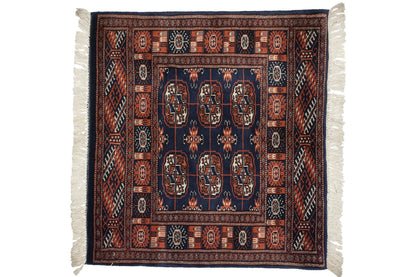 2.5x2.5 Vintage Fine Bokhara Square Rug Mat
