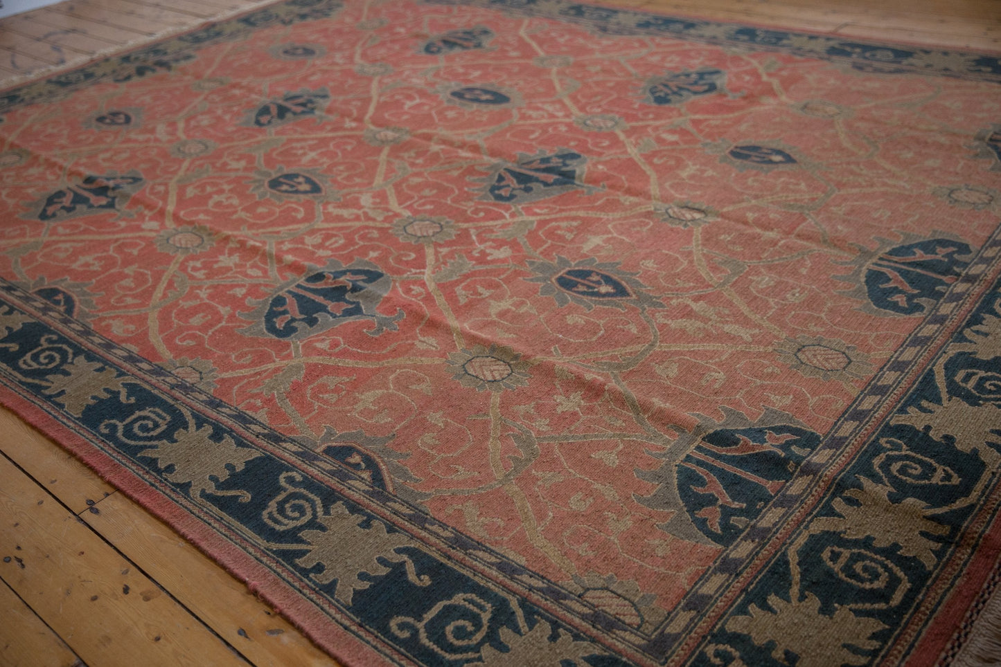 9x12 Vintage Tea Washed Indian Arts And Crafts Soumac Design Carpet