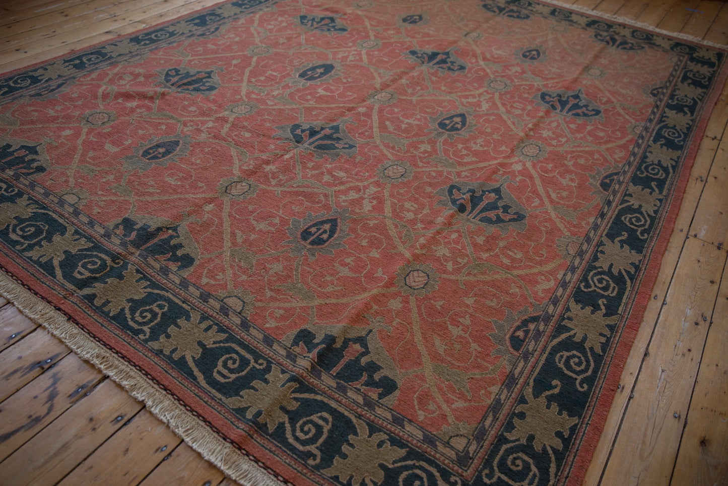 9x12 Vintage Tea Washed Indian Arts And Crafts Soumac Design Carpet