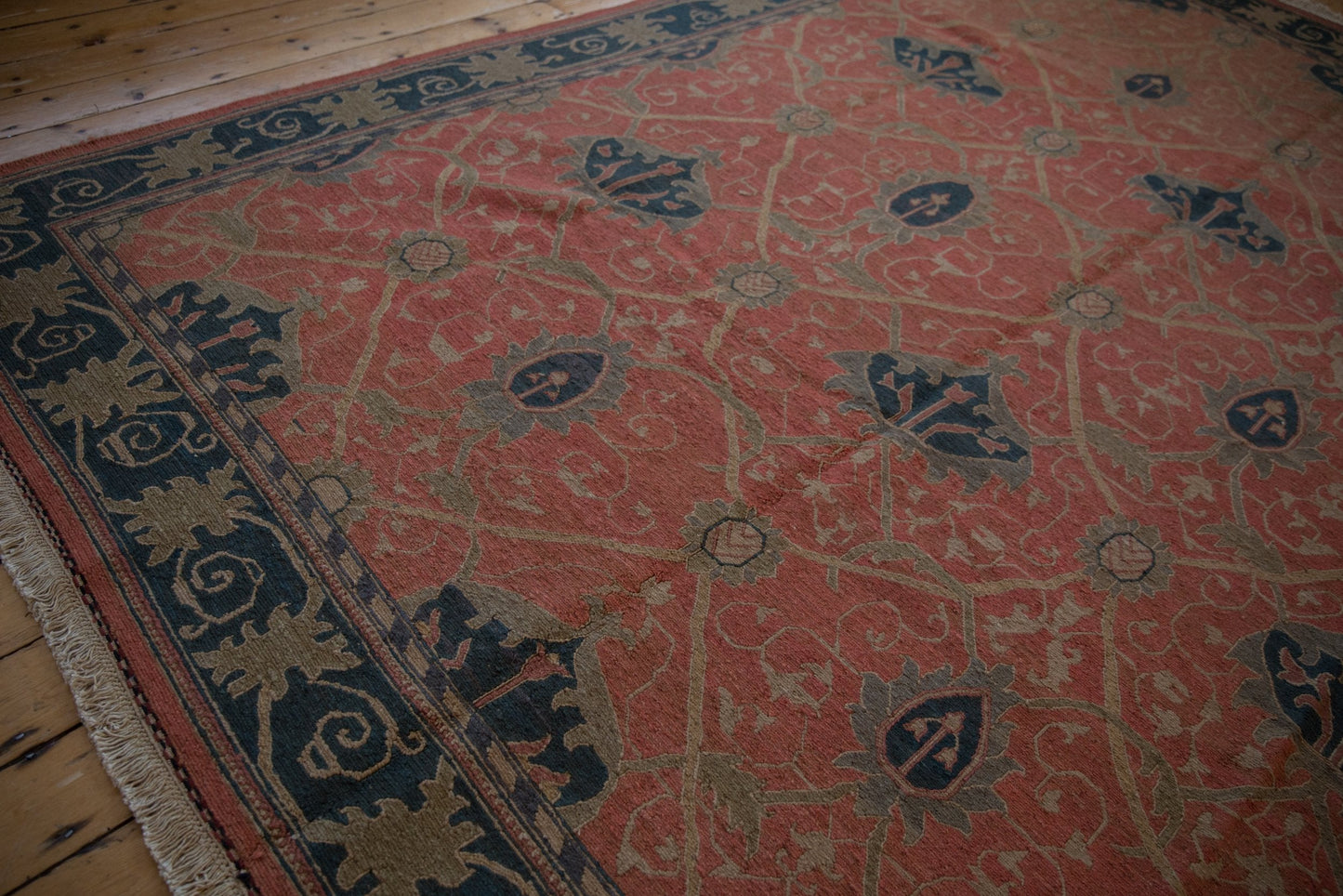 9x12 Vintage Tea Washed Indian Arts And Crafts Soumac Design Carpet
